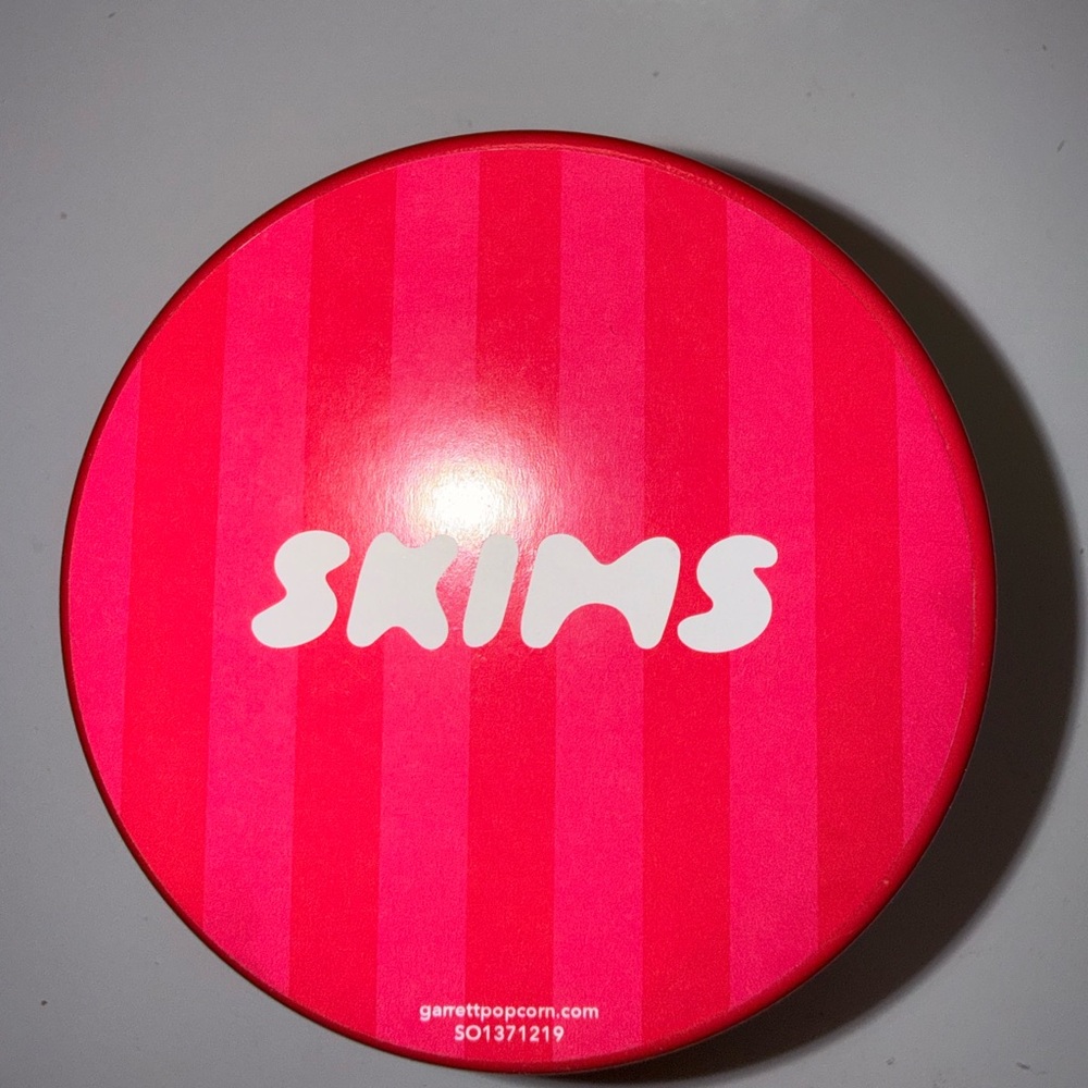 SKIMS Vibrant Red and Pink Striped Tin